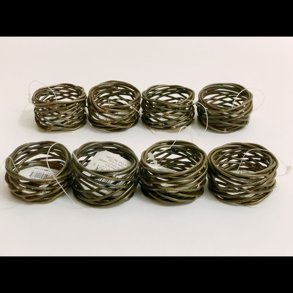 NEW Napkin Rings Twisted Wire - Brass Linens-n-Things Serviette Rings Set of 8 - Picture 1 of 4
